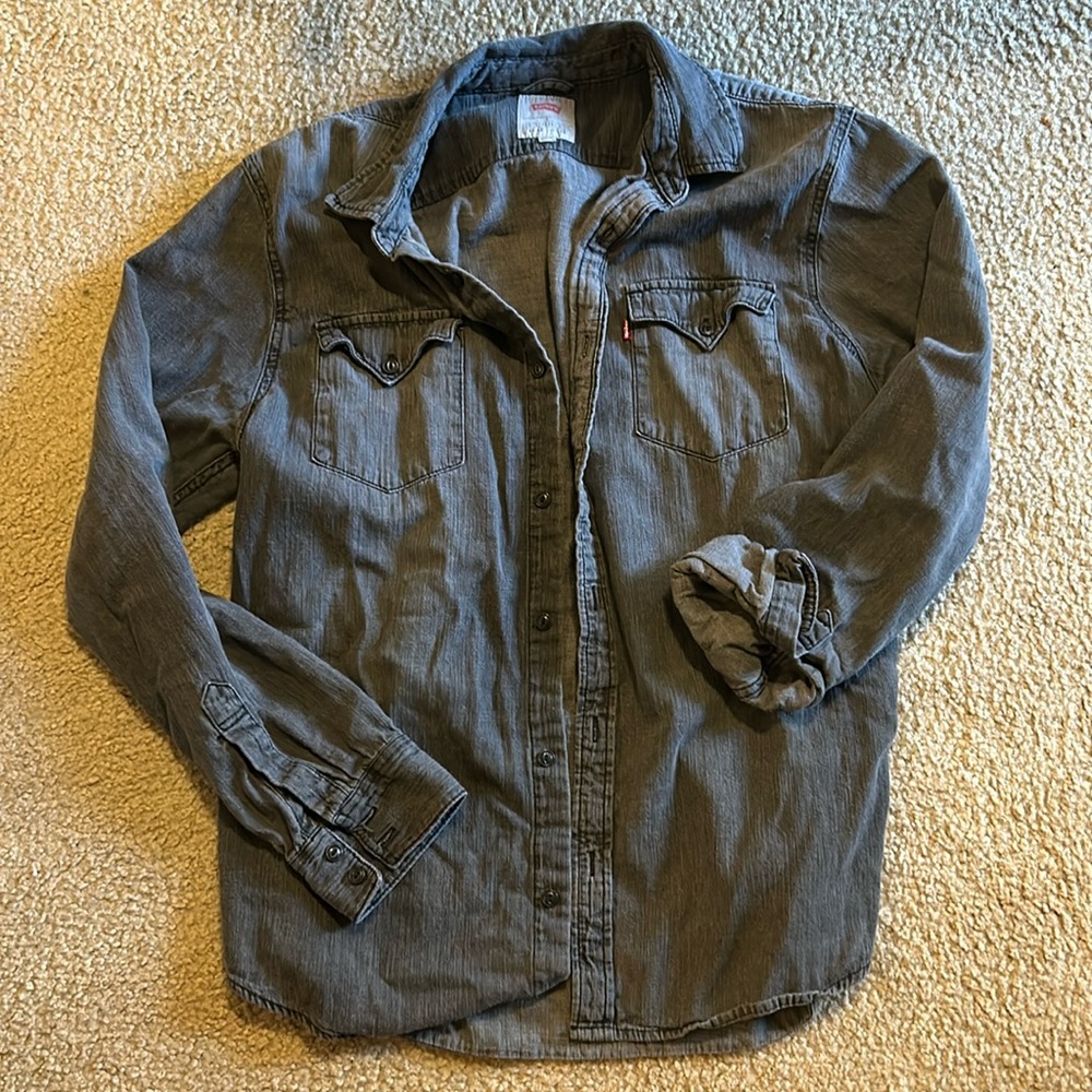 Levi’s Black/Gray Denim Button-down Shirt/Jacket